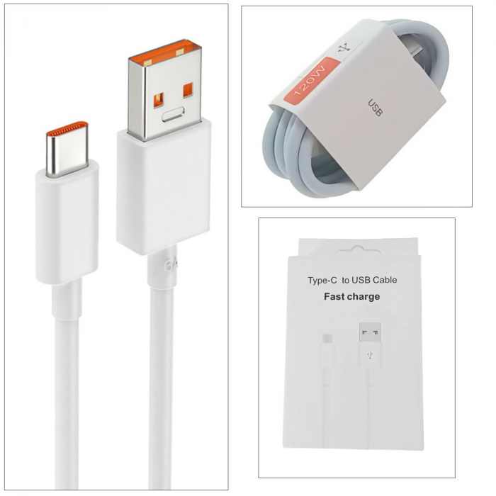Cablu de date si alimentare premium, 6A PD120W, conectori USB tata la USB Tip C tata, OEM CC-30802, lungime 100 cm, Alb [2]