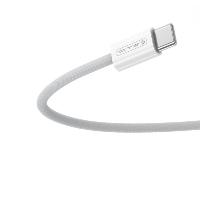 Cablu de date si alimentare premium, PD60W, conectori USB Tip C tata la USB Tip C tata, JELLICO IP15, lungime 100 cm, Alb [2]