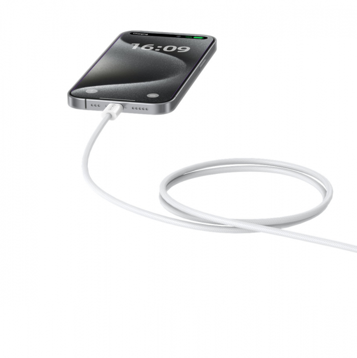 Cablu de date si alimentare premium, PD60W, conectori USB Tip C tata la USB Tip C tata, JELLICO IP15, lungime 100 cm, Alb [4]