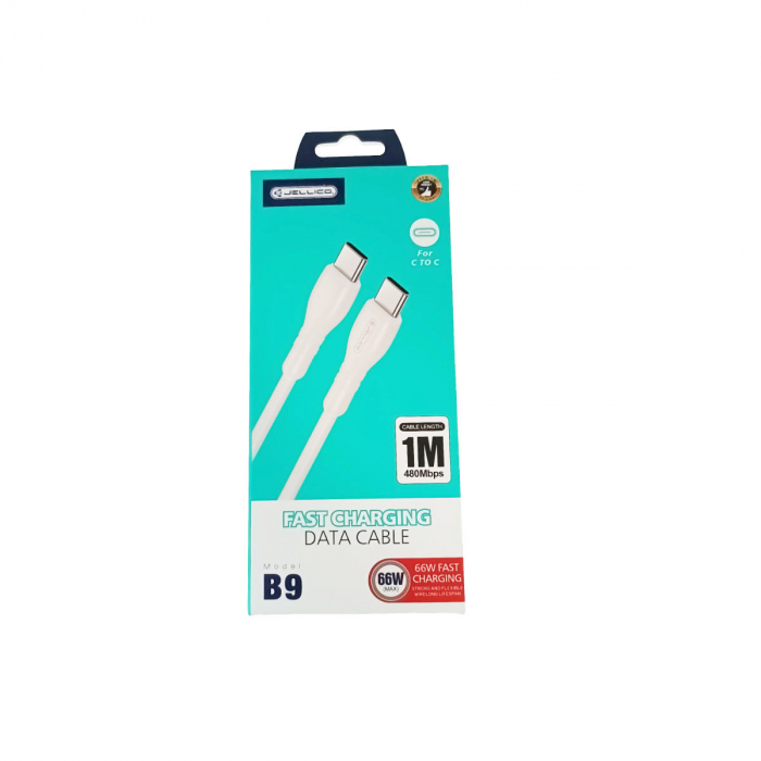 Cablu de date si alimentare premium, PD66W, conectori USB Tip C tata la USB Tip C tata, Jellico B9, lungime 100 cm, Alb [3]