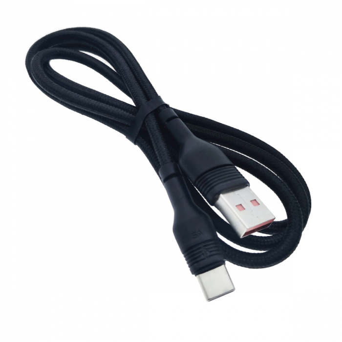 Cablu de date si alimentare, XO-NB55 89975, 5 A, conector USB la USB Tip C tata, lungime 100 cm, negru [3]
