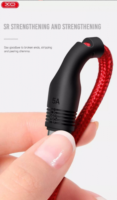Cablu de date si alimentare, XO-NB55 89975, 5 A, conector USB la USB Tip C tata, lungime 100 cm, negru [7]