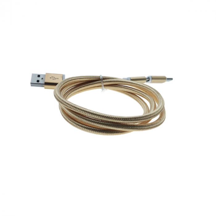 Cablu de date si incarcare 2 in 1, cu conectori USB Tip A tata la USB Tip C tata si Micro USB tata, 1m, auriu [3]
