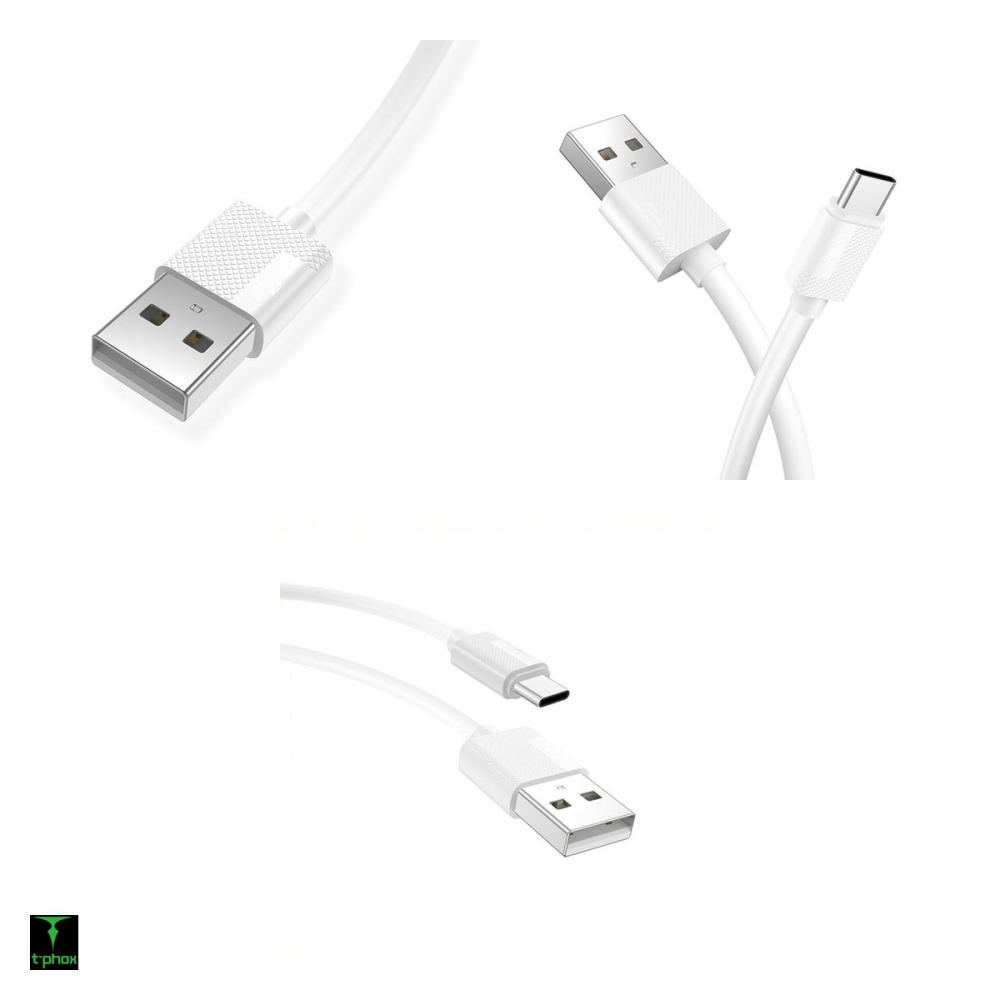Cablu de date T-Phox Nets, USB-A - USB-C, 1,2 m, 3A, alb [4]