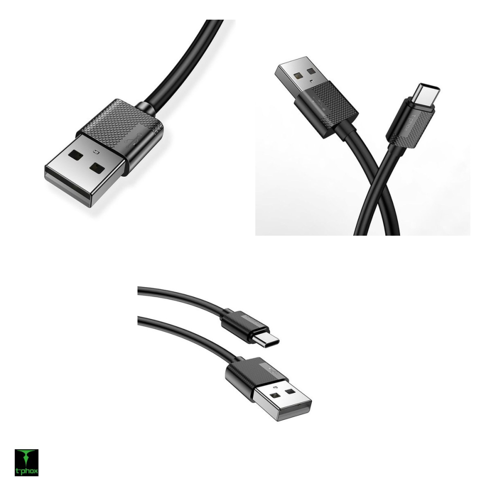 Cablu de date T-Phox Nets, USB-A - USB-C, 2 m, 3A, negru [4]