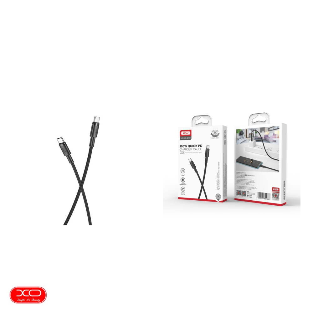 Cablu de date XO NB-Q199, USB-C - USB-C, 1,5 m, 100W, negru [4]
