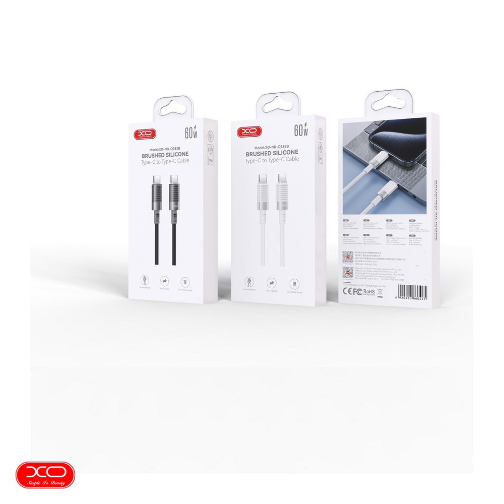 Cablu de date XO NB-Q282B, USB-C - USB-C, 1 m, 60W, negru [4]