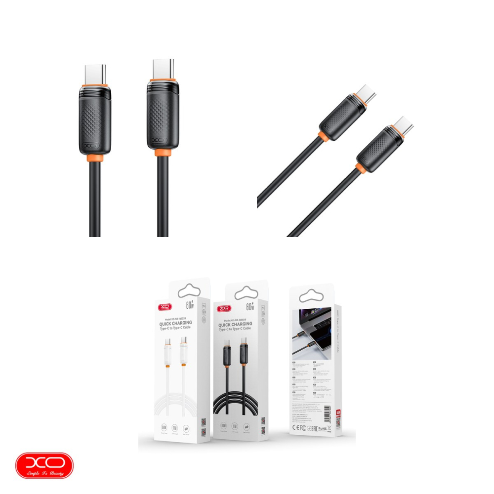 Cablu de date XO NB-Q302B, USB-C - USB-C, 1 m, 60W, negru [4]