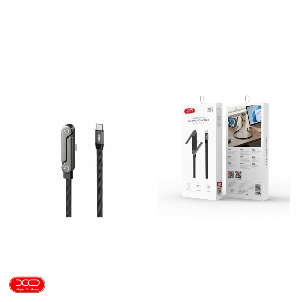 Cablu de date XO NB-Q311 stand, USB-C - USB-C, 1,5 m, 240W, negru [4]