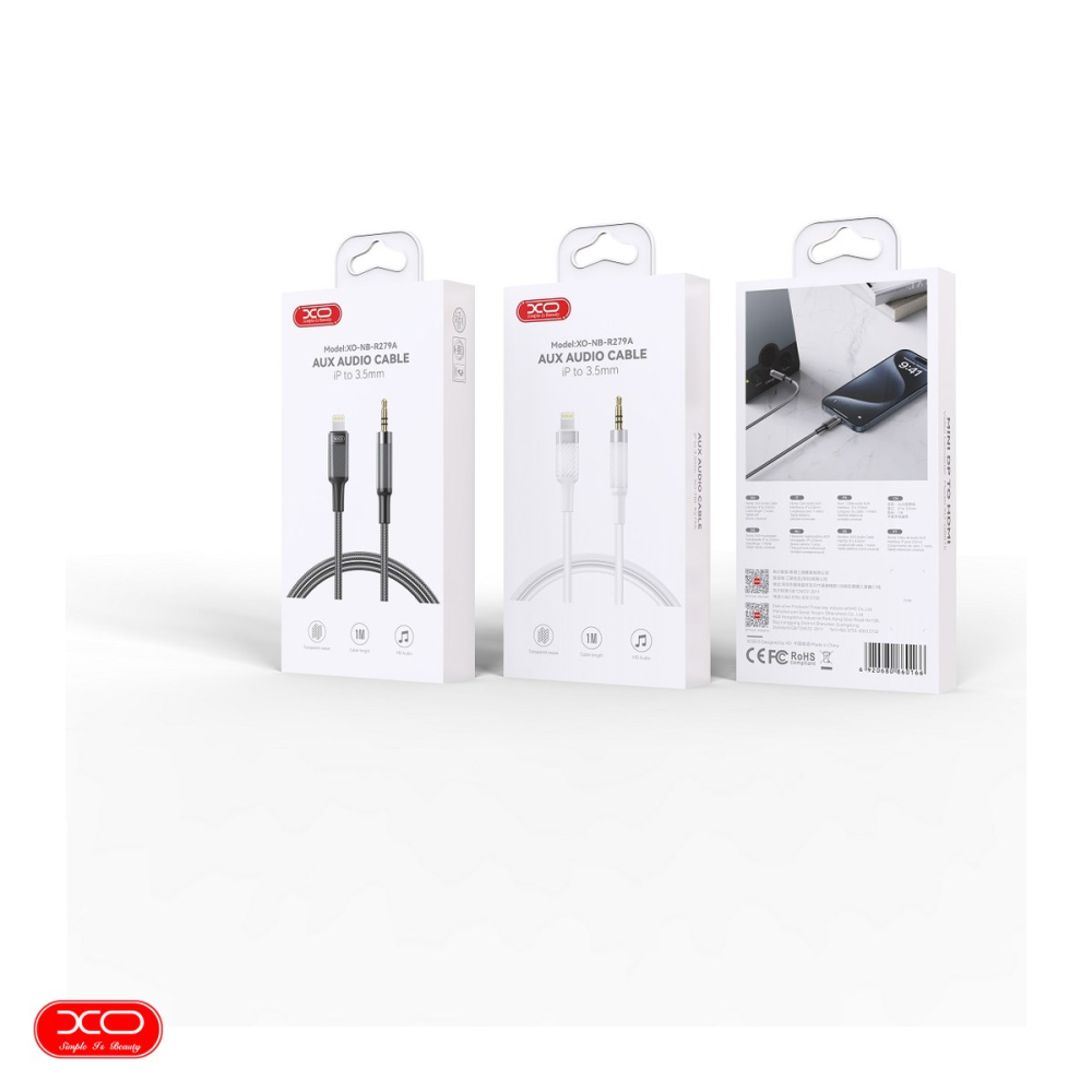 Cablu de date XO NB-R279A, Jack 3.5 mm - Lightning, 1 m, negru [4]