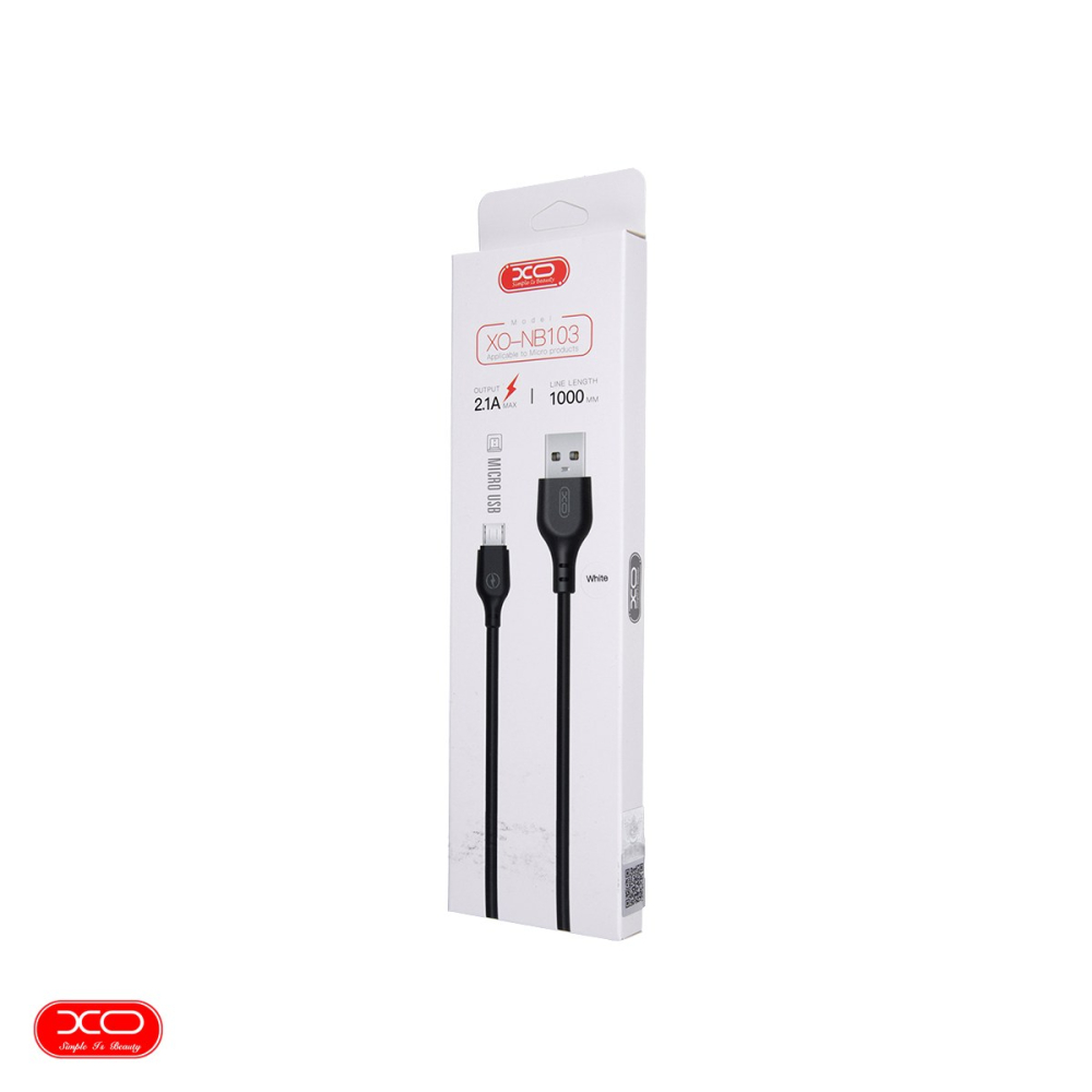 Cablu de date XO NB103, USB-A - Micro USB, 1 m, 2,1A, alb [4]