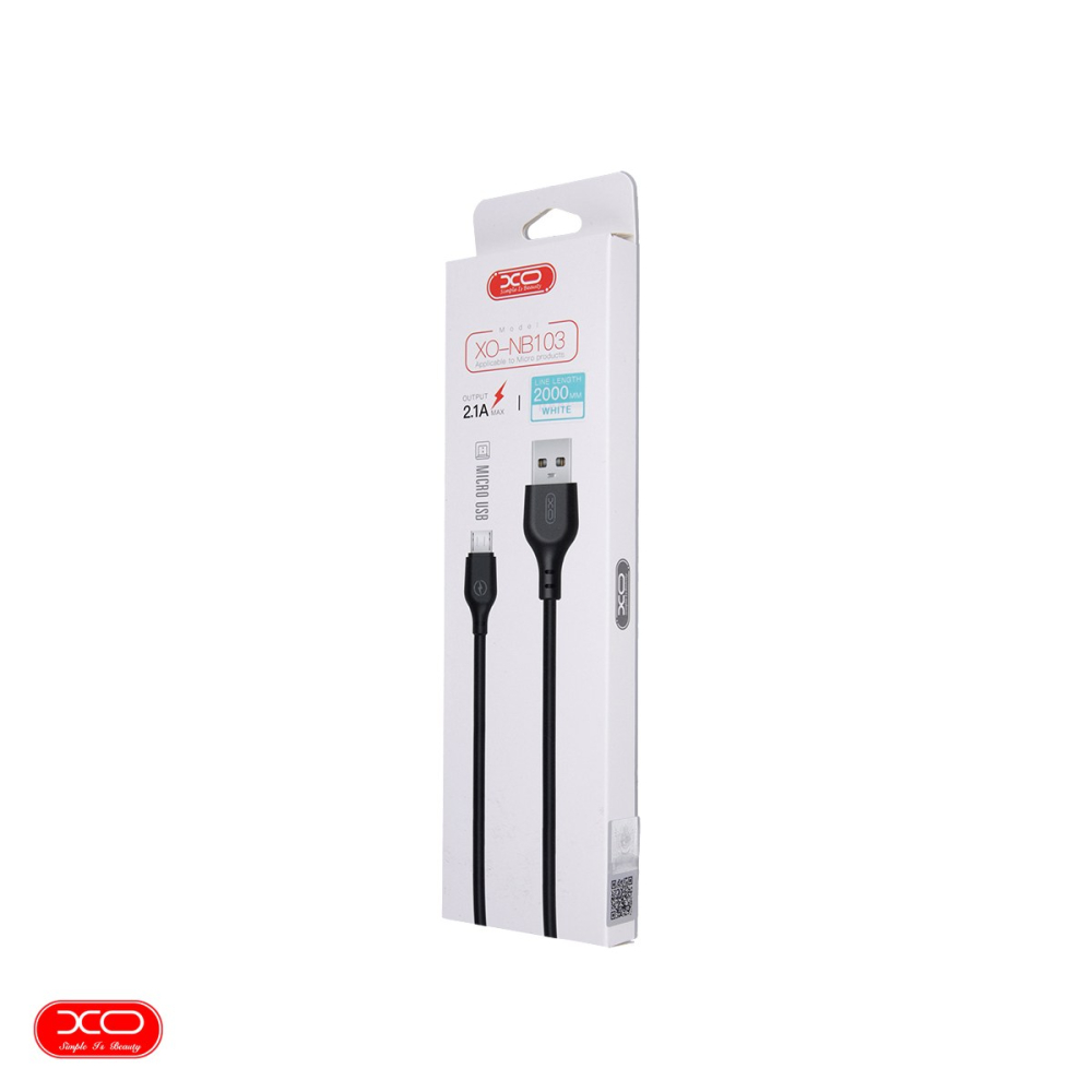 Cablu de date XO NB103, USB-A tata la microUSB tata, lungime 2 m, 2.1A, in cutie, alb [4]