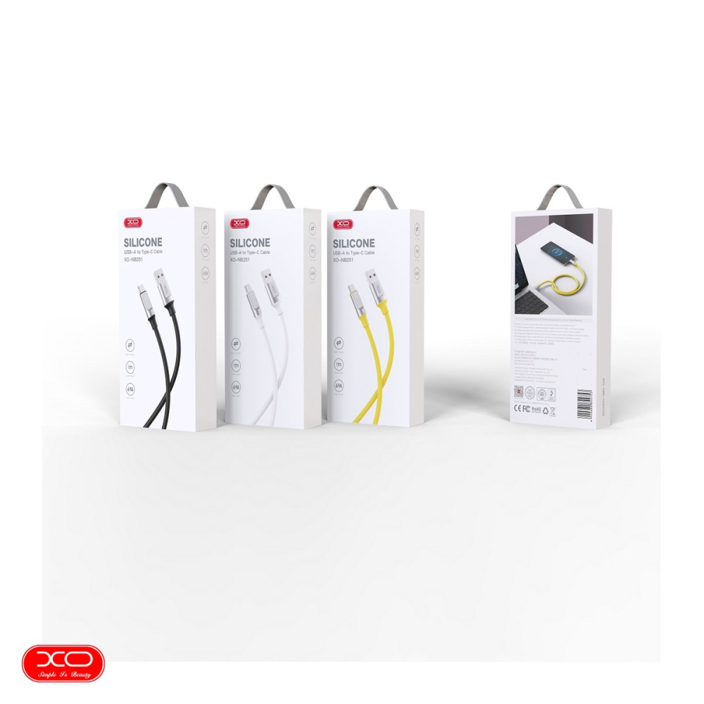 Cablu de date XO NB251, USB-A - USB-C, 1 m, 6A, galben [4]