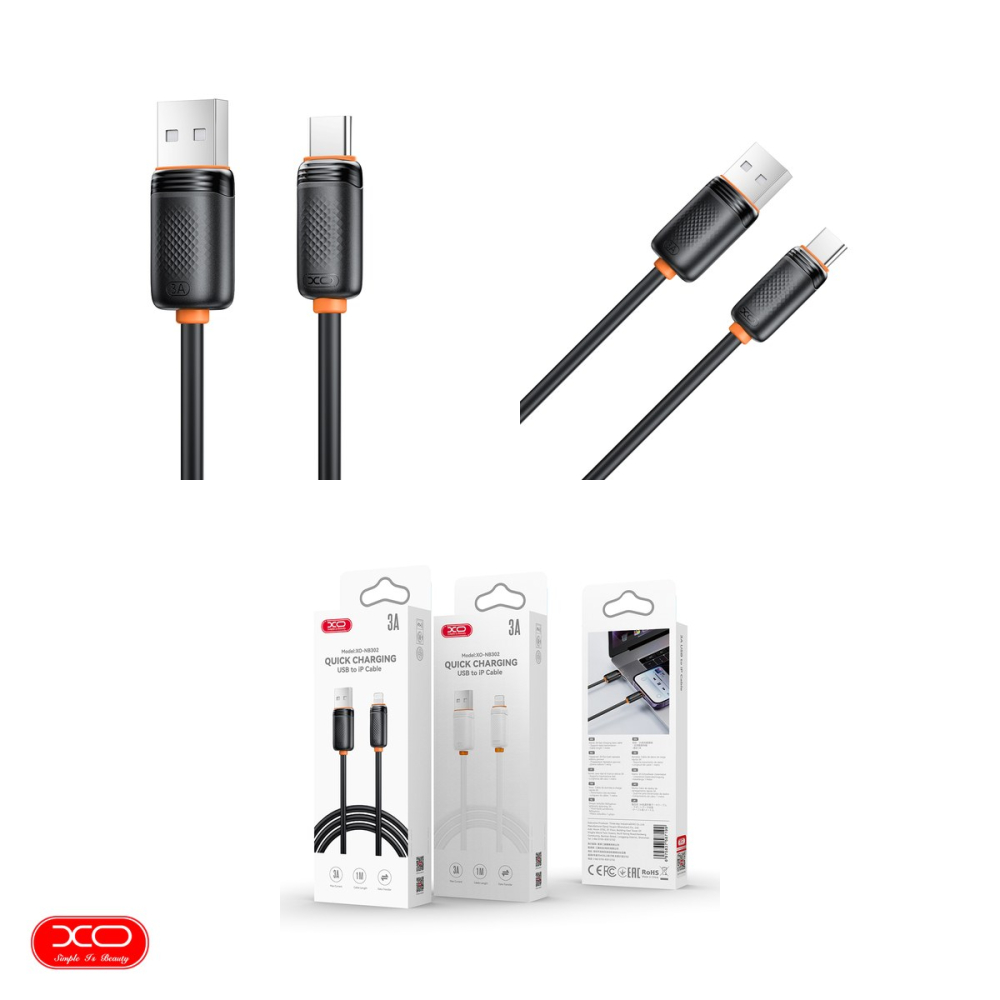 Cablu de date XO NB302, USB-A - USB-C, 1 m, 3A, negru [4]