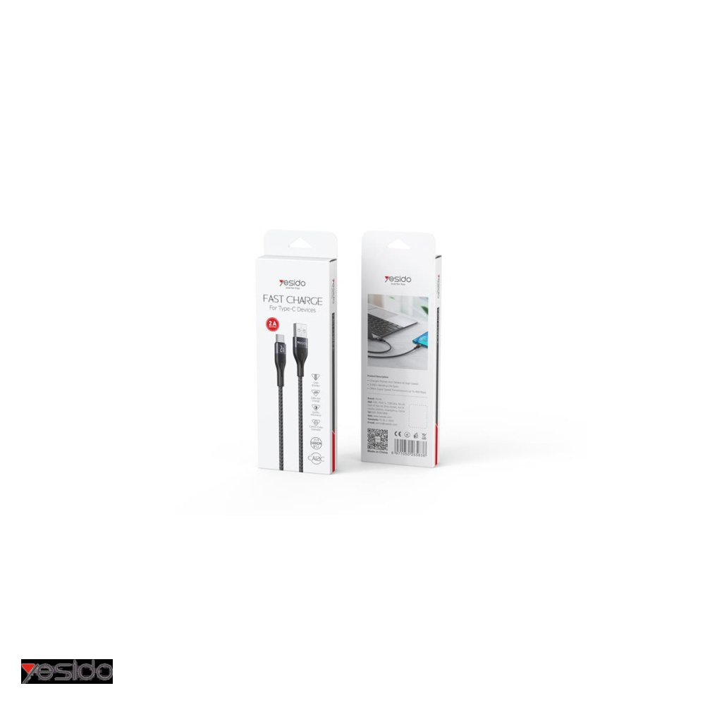 Cablu de date Yesido CA121, USB-A - USB-C, 1 m, 18W 2A, negru [4]