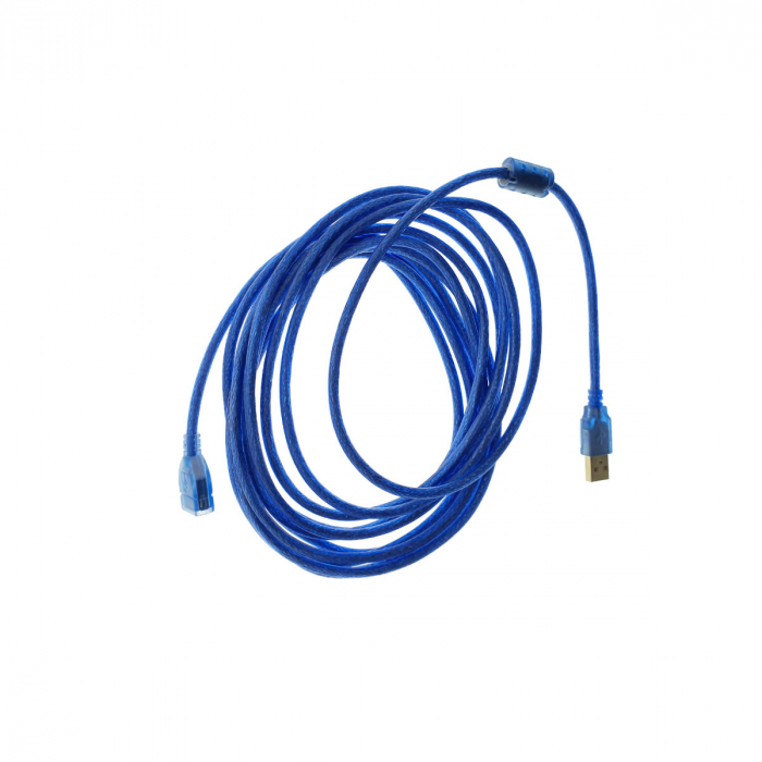 Cablu de extensie USB 2.0 tata la USB 2.0 mama, ecranat, 5m, albastru [2]