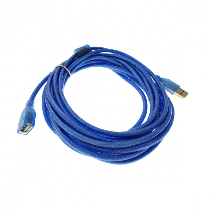 Cablu de extensie USB 2.0 tata la USB 2.0 mama, ecranat, 5m, albastru [3]