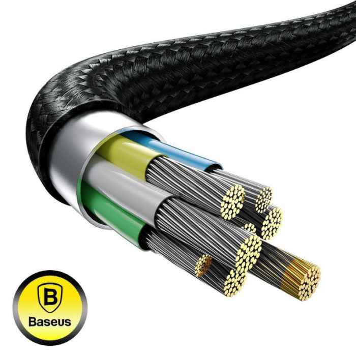 Cablu de incarcare rapida, 5A 100W, 2 in 1, Baseus 22925 CA1T2-A01, cu conectori USB Tip C tata la USB Tip C tata si adaptor DC 5.5 x 2.5 mm tata, lungime 2 m, negru [6]