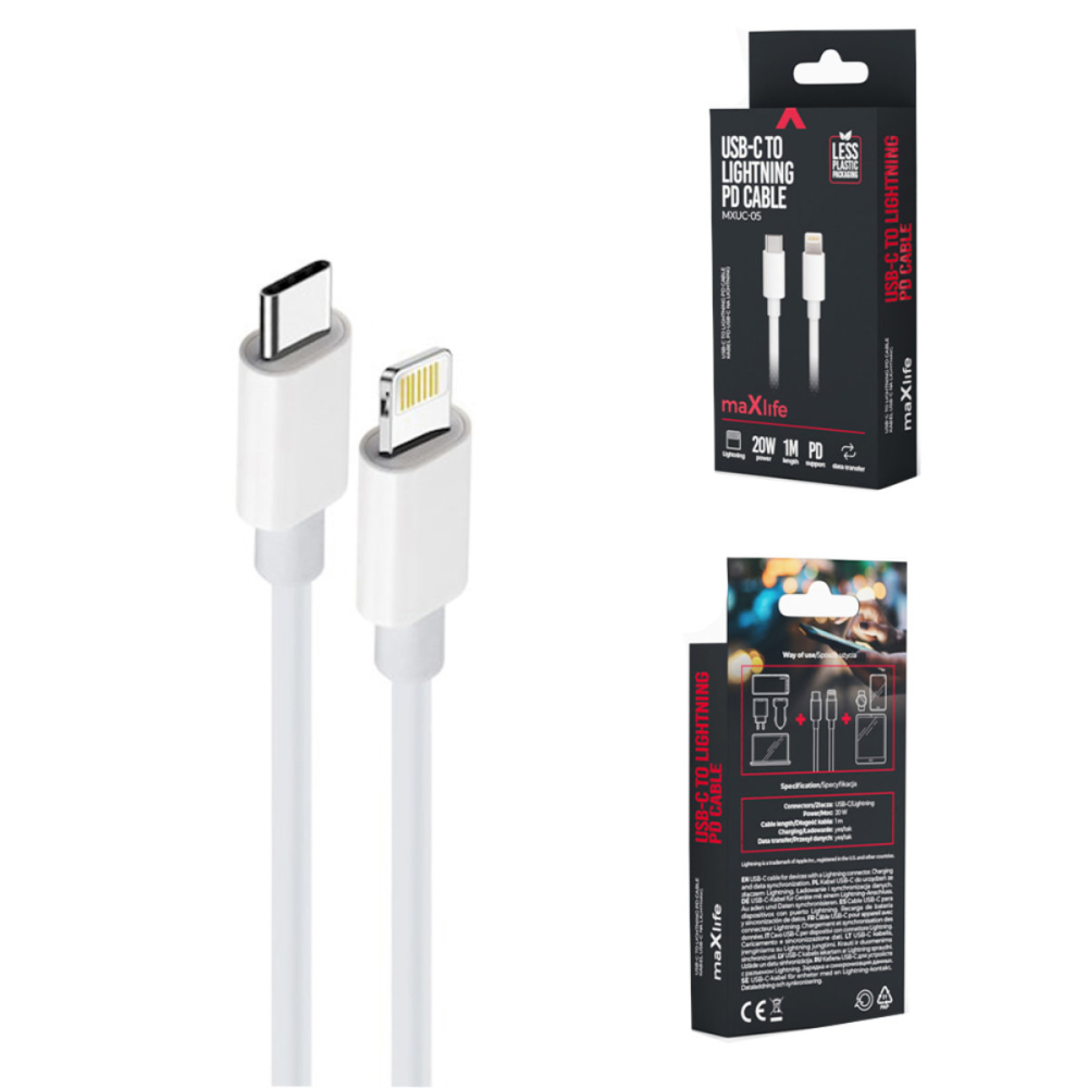 Cablu de Incarcare si Date Maxlife USB-C la conector tip Lightning, PD 20W, Lungime 1m, pentru iPhone si iPad, cu Incarcare Rapida si Constructie Durabila [5]