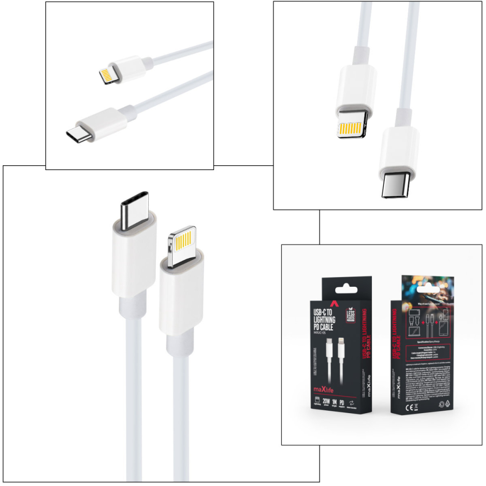 Cablu de Incarcare si Date Maxlife USB-C la conector tip Lightning, PD 20W, Lungime 1m, pentru iPhone si iPad, cu Incarcare Rapida si Constructie Durabila [4]