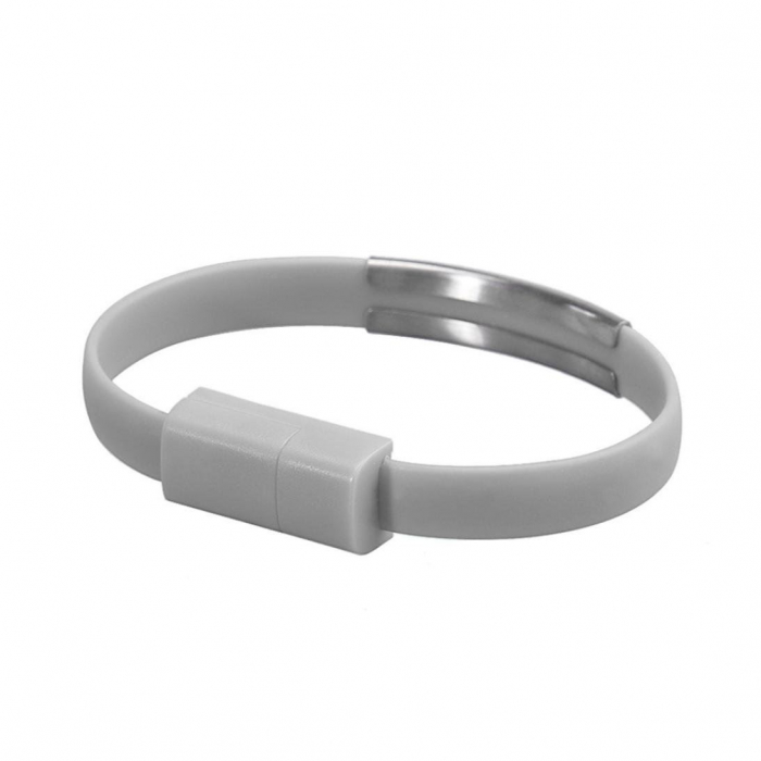 Cablu de incarcare si date USB 2.0 - microUSB,20 cm, tip bratara, gri [2]