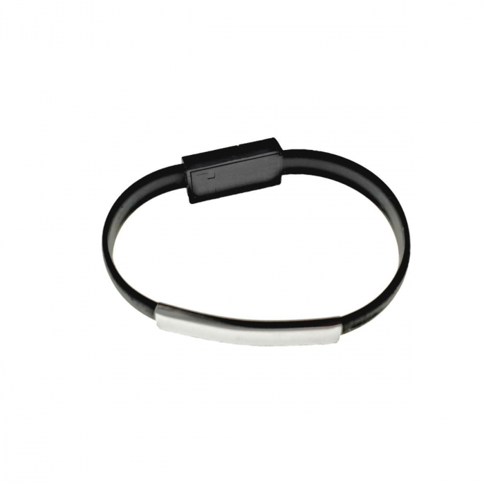 Cablu de incarcare si date USB 2.0 - microUSB,20 cm, tip bratara, negru [2]