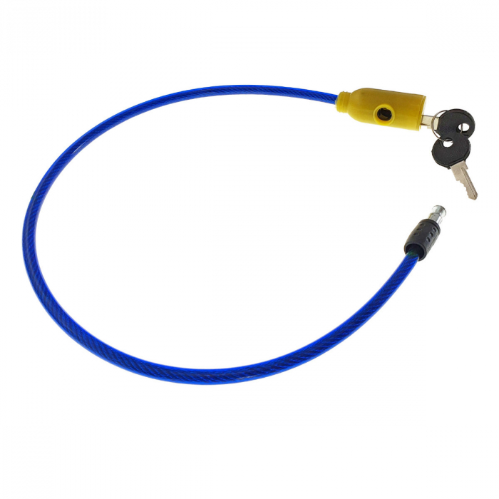 Cablu de otel, antifurt bicicleta, de siguranta si protejare, lungime 53 cm, inchidere cu cheie, invelis flexibil din PVC siliconat, albastru [4]