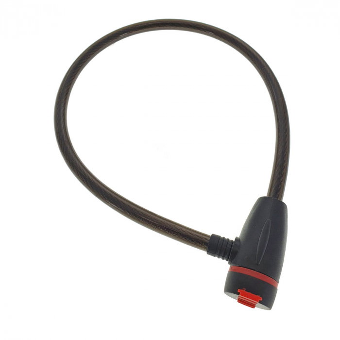 Cablu de otel, antifurt bicicleta, de siguranta si protejare, lungime 56 cm, inchidere cu cheie, invelis flexibil din PVC siliconat, negru [5]