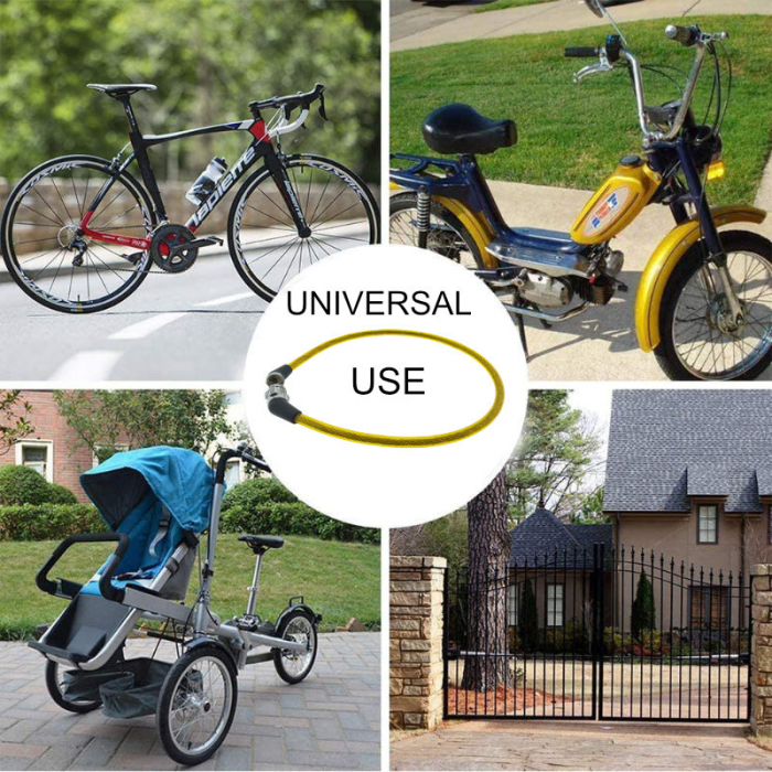 Antifurt bicicleta, de siguranta si protejare, lungime 60 cm, inchidere cu cifru, invelis flexibil din PVC siliconat galben [7]