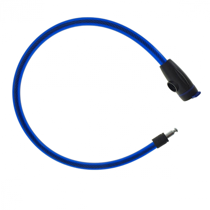 Cablu de otel, antifurt bicicleta, de siguranta si protejare, lungime 69 cm, inchidere cu cheie, invelis flexibil din PVC siliconat, albastru [5]