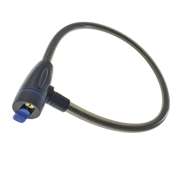 Cablu de otel, antifurt bicicleta, de siguranta si protejare, lungime 69 cm, inchidere cu cheie, invelis flexibil din PVC siliconat, negru [5]