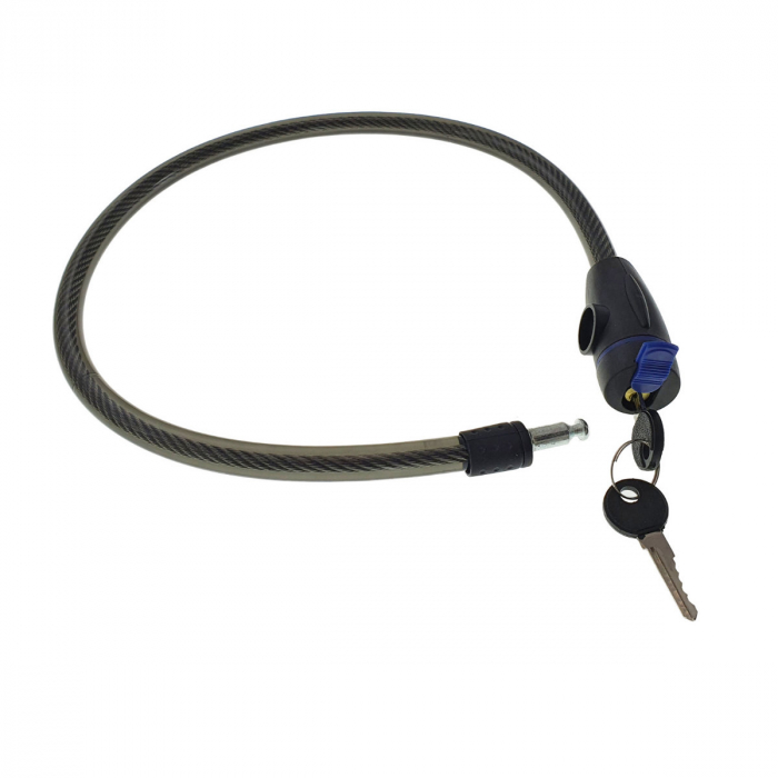 Cablu de otel, antifurt bicicleta, de siguranta si protejare, lungime 69 cm, inchidere cu cheie, invelis flexibil din PVC siliconat, negru [2]