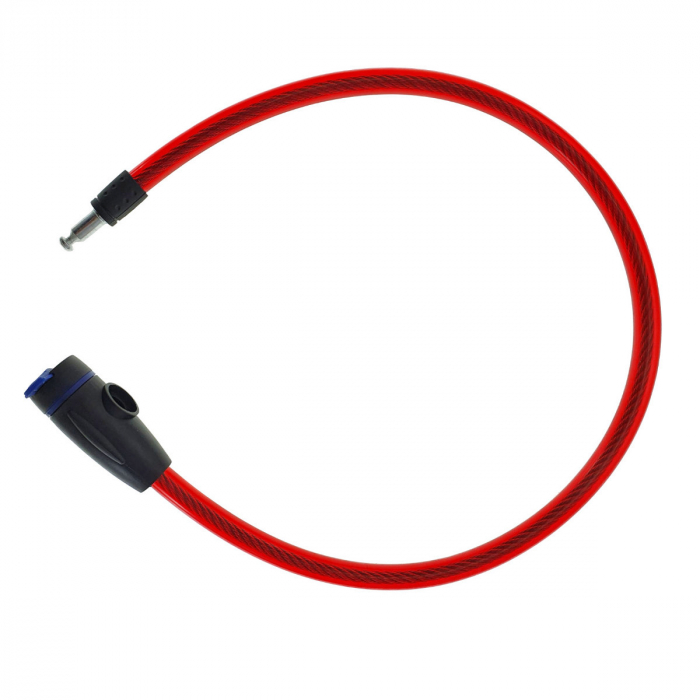 Cablu de otel, antifurt bicicleta, de siguranta si protejare, lungime 69 cm, inchidere cu cheie, invelis flexibil din PVC siliconat, rosu [4]