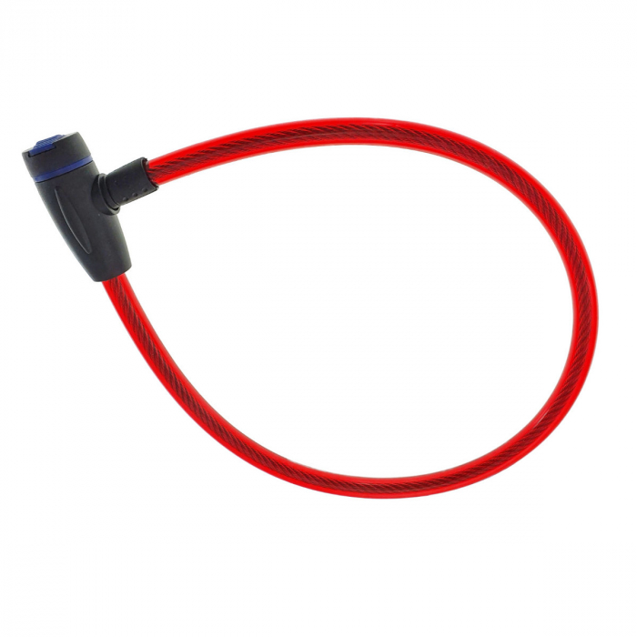 Cablu de otel, antifurt bicicleta, de siguranta si protejare, lungime 69 cm, inchidere cu cheie, invelis flexibil din PVC siliconat, rosu [5]