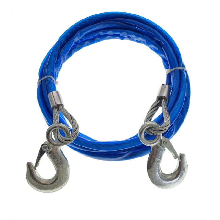 Cablu de tractare, din otel, izolat, lungime 4 m, grosime 12 mm, sarcina maxima 5 T, albastru [2]