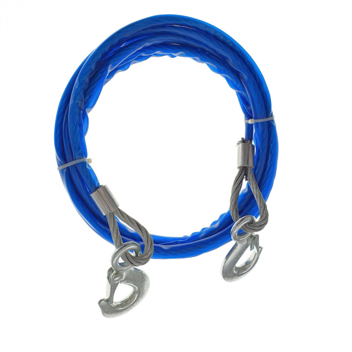 Cablu de tractare, din otel, izolat, lungime 4 m, grosime 12 mm, sarcina maxima 5 T, albastru [5]