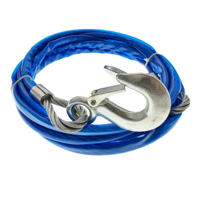 Cablu de tractare, din otel, izolat, lungime 4 m, grosime 12 mm, sarcina maxima 5 T, albastru [4]
