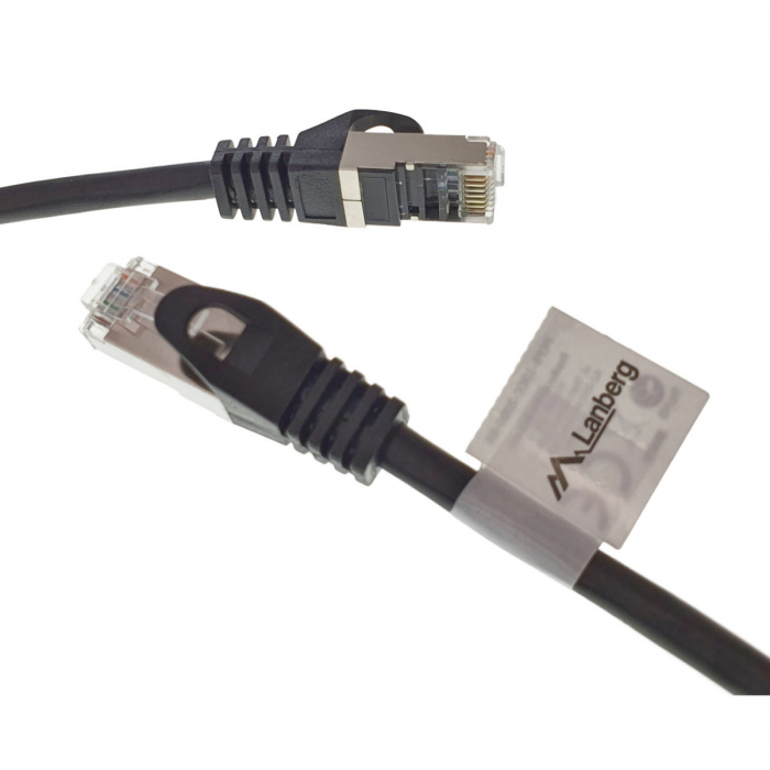 Cablu ecranat FTP, Lanberg 41898, cat 6, mufat 2xRJ45, lungime 20m, AWG 26, 250 MHz, de legatura retea, ethernet, negru [3]