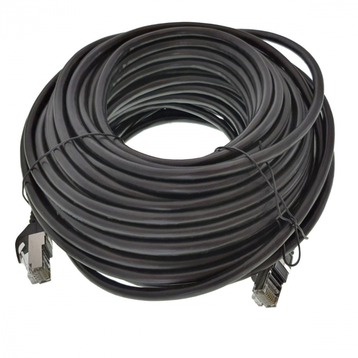 Cablu ecranat FTP, Lanberg 41898, cat 6, mufat 2xRJ45, lungime 20m, AWG 26, 250 MHz, de legatura retea, ethernet, negru [2]