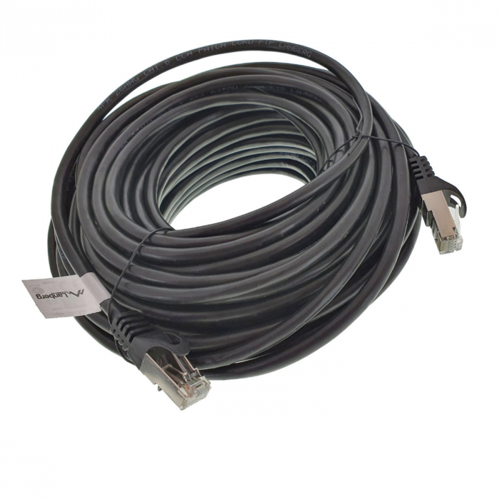 Cablu ecranat FTP, Lanberg 41898, cat 6, mufat 2xRJ45, lungime 20m, AWG 26, 250 MHz, de legatura retea, ethernet, negru [4]