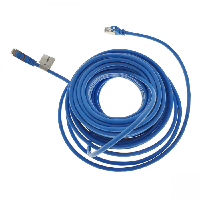Cablu ecranat FTP, Lanberg 41908, cat 6, mufat 2xRJ45, lungime 20m, AWG 26, 250 MHz, de legatura retea, ethernet, albastru [2]