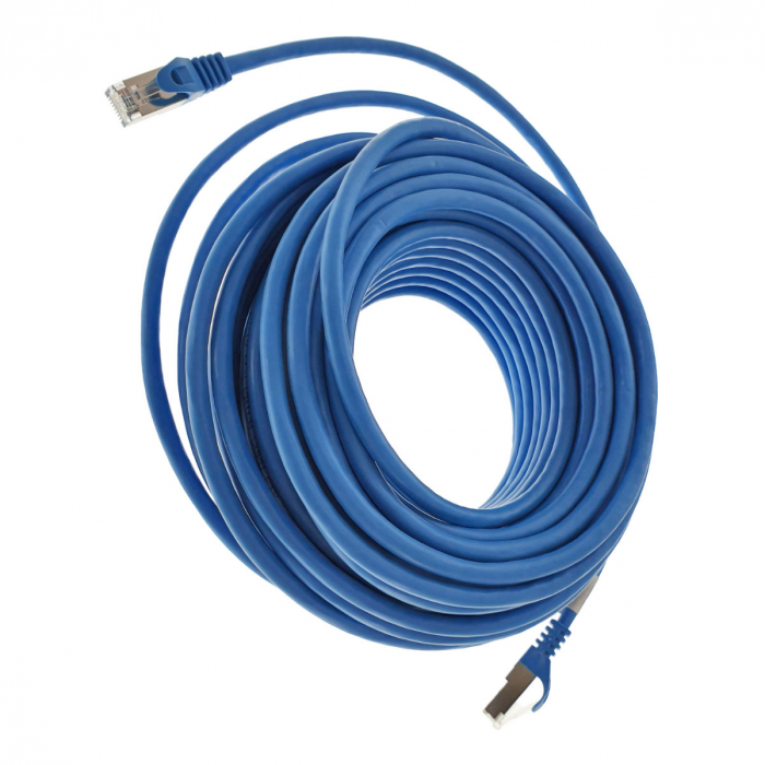 Cablu ecranat FTP, Lanberg 41908, cat 6, mufat 2xRJ45, lungime 20m, AWG 26, 250 MHz, de legatura retea, ethernet, albastru [4]