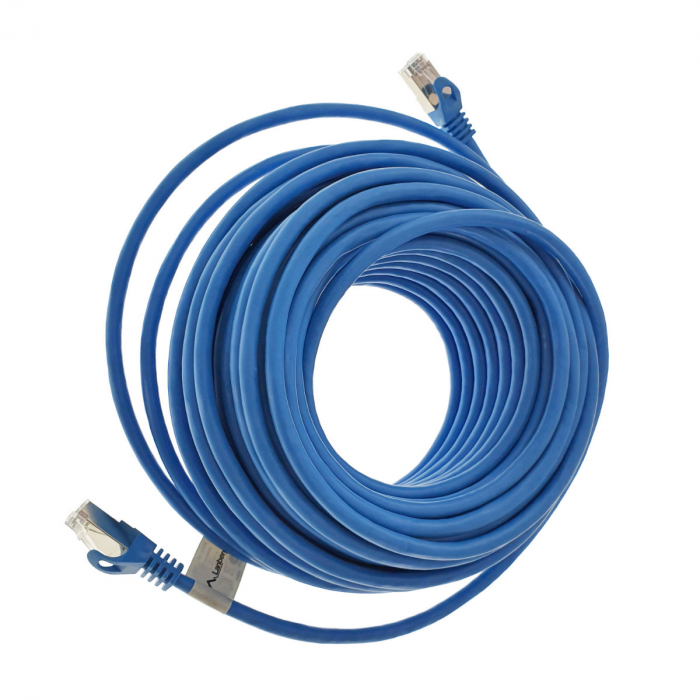Cablu ecranat FTP, Lanberg 41908, cat 6, mufat 2xRJ45, lungime 20m, AWG 26, 250 MHz, de legatura retea, ethernet, albastru [5]