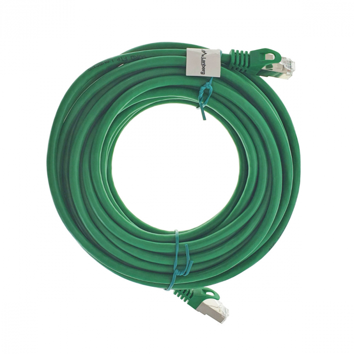 Cablu ecranat FTP, Lanberg 41916, cat.6, mufat 2xRJ45, lungime 10m, AWG 26, 250 MHz, de legatura retea, ethernet, verde [2]