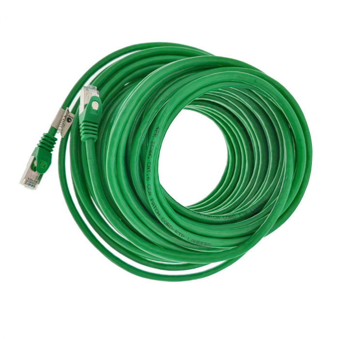 Cablu ecranat FTP, Lanberg 41918, cat 6, mufat 2xRJ45, lungime 20m, AWG 26, 250 MHz, de legatura retea, ethernet, verde [4]