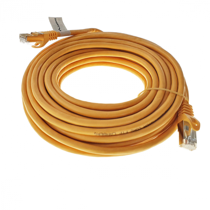 Cablu ecranat FTP, Lanberg 41926, cat.6, mufat 2xRJ45, lungime 10m, AWG 26, 250 MHz, de legatura retea, ethernet, galben [2]