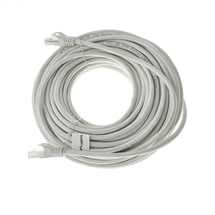 Cablu ecranat FTP, Lanberg 41999, cat.5e, mufat 2xRJ45, lungime 15m, AWG 26, 100 MHz, de legatura retea, ethernet, alb [2]
