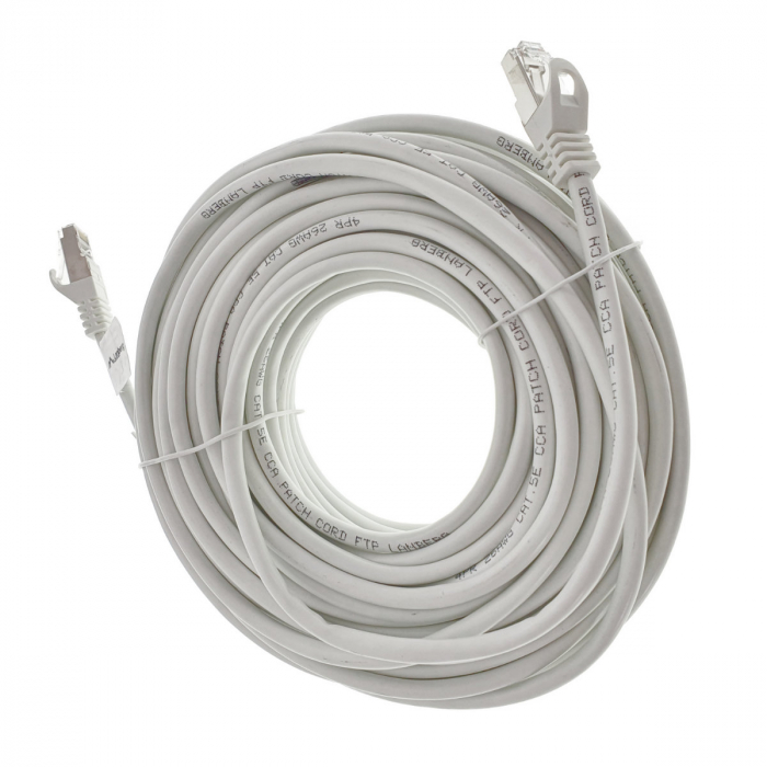 Cablu ecranat FTP, Lanberg 42101, cat.5e, mufat 2xRJ45, lungime 20m, AWG 26, 100 MHz, de legatura retea, ethernet, alb [3]