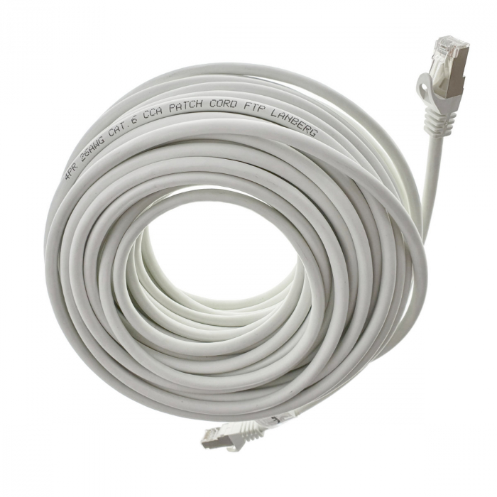 Cablu ecranat FTP, Lanberg 42121, cat 6, mufat 2xRJ45, lungime 20m, AWG 26, 250 MHz, de legatura retea, ethernet, alb [3]