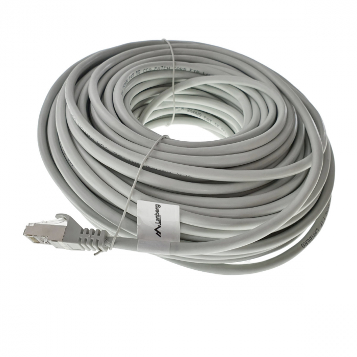 Cablu ecranat FTP, Lanberg 42789, cat.5e, mufat 2xRJ45, lungime 30m, AWG 26, 100 MHz, de legatura retea, ethernet, gri [2]